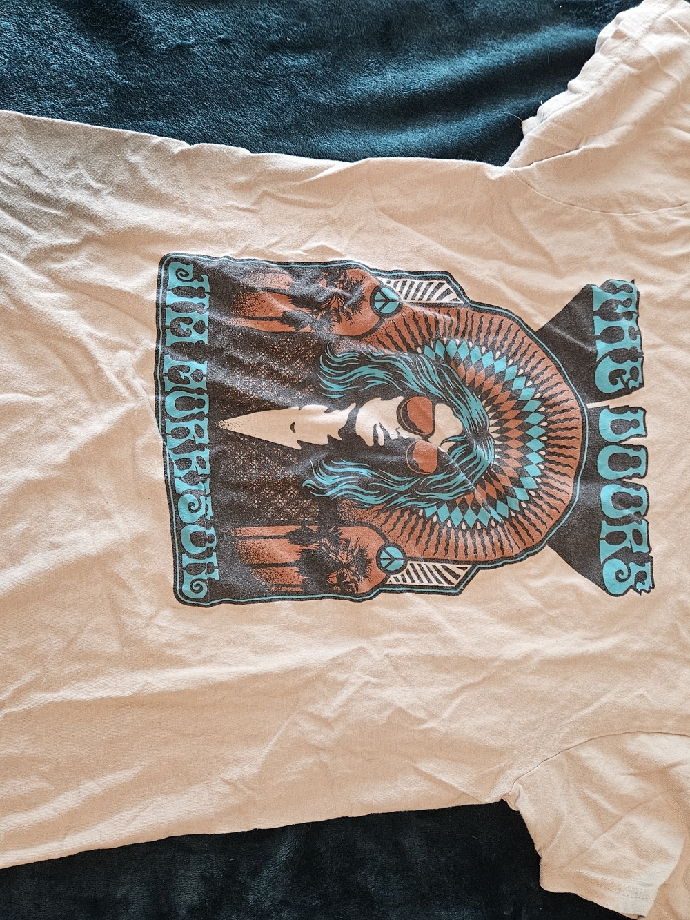 Graphic Short Sleeve Tee with Turquoise & Orange Artwork